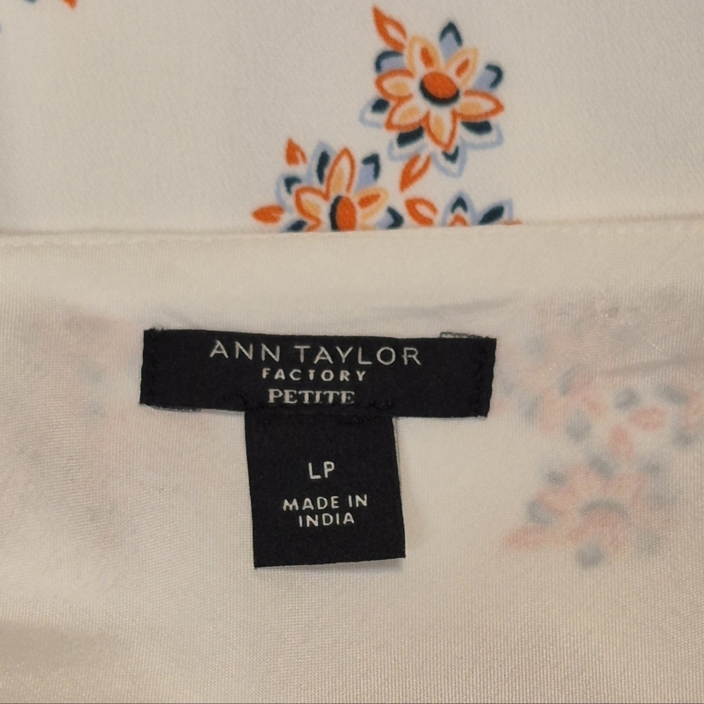 Ann Taylor Factory Petite Dress LP Floral Border Print Midi Resort Summer - Picture 6 of 6